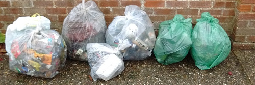 Litter bags awaiting collection