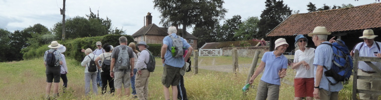 Walking past traditional farm