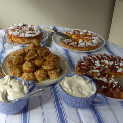 Cakes on table