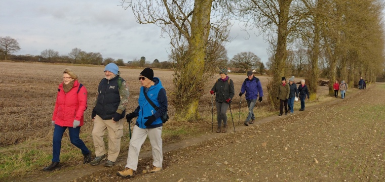 Walking along field margin