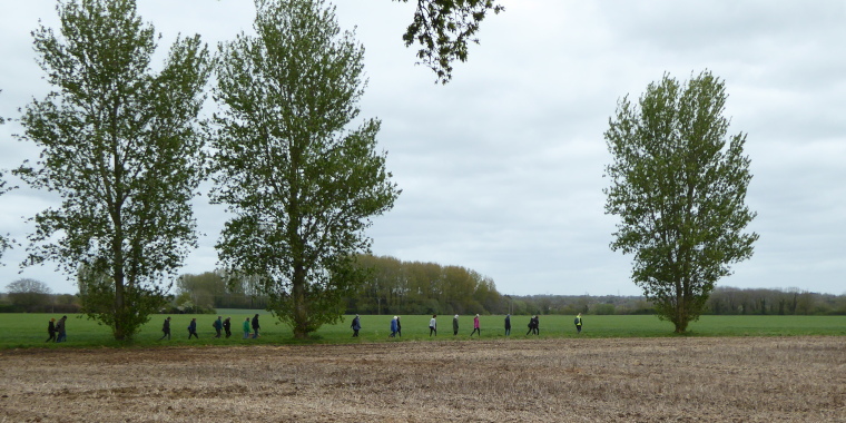 Walking along field edge, big sky