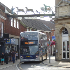 Konect bus arrives at Dereham