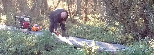 Boardwalk netting replacement in
progress